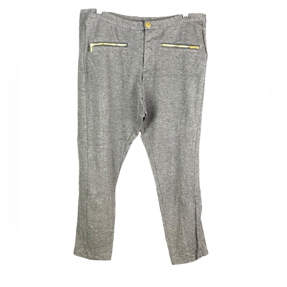 Iman Gray Skinny‎ Pants with Darting and Faux Zipper Pockets (Size 16)